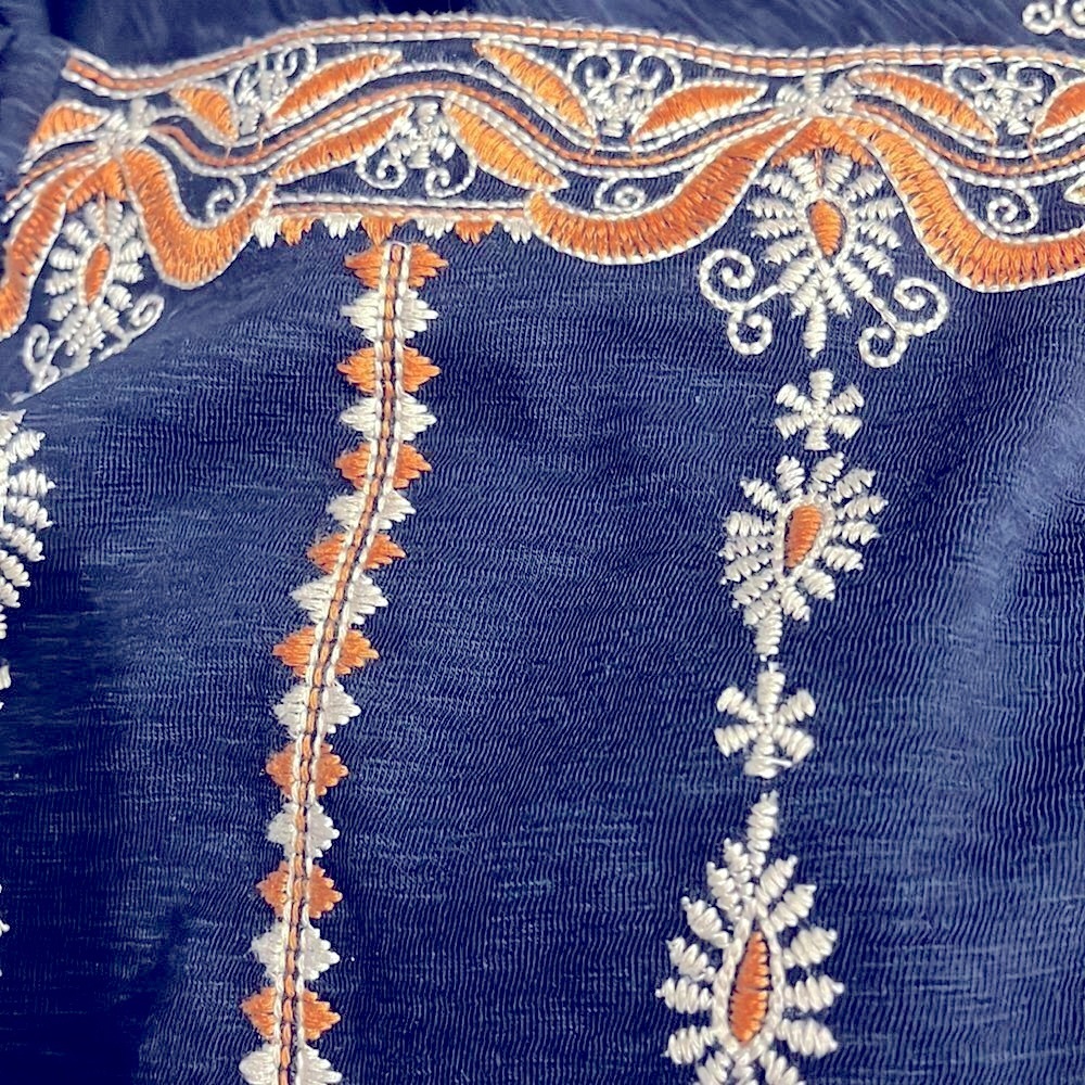 Tory Burch Navy and Coral Embroidered Dress - Picture 8 of 8